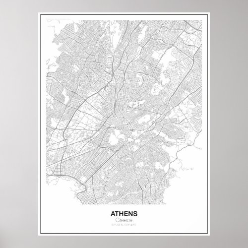Athens Greece Minimalist Map Poster Style 2