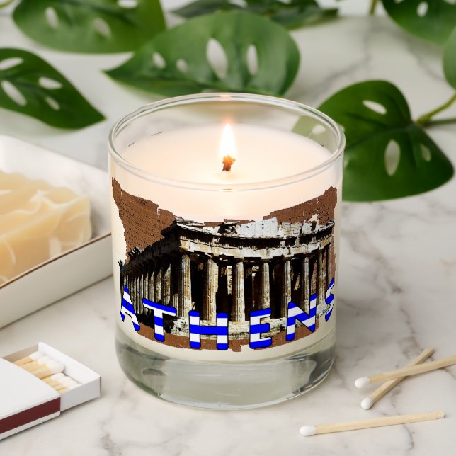Athens Greece Partenon Acropolis Scented Candle (Lit)