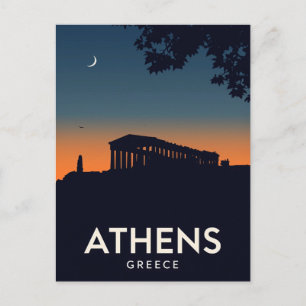 Athens Greece Parthenon Silhouette Postcard