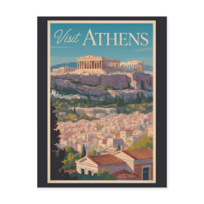 Athens Greece Parthenon Travel Art Vintage Postcard