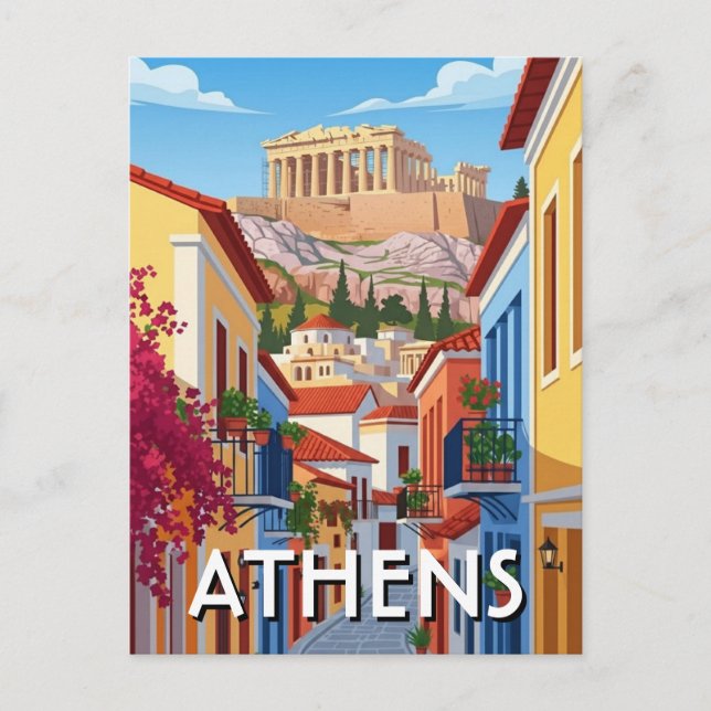 Athens Greece Plaka Travel Postcard (Front)