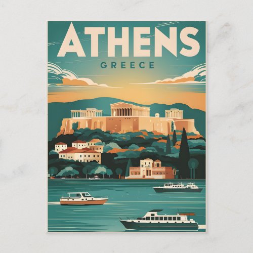 athens greece postcard