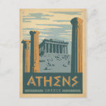 Athens, Greece Postcard<br><div class="desc">Anderson Design Group is an award-winning illustration and design firm in Nashville,  Tennessee. Founder Joel Anderson directs a team of talented artists to create original poster art that looks like classic vintage advertising prints from the 1920s to the 1960s.</div>