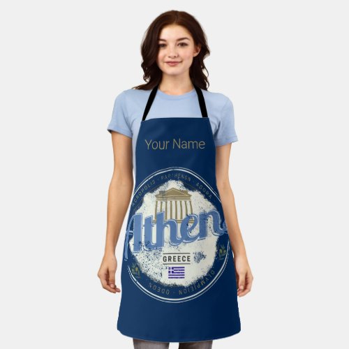 Athens Greece Retro Acropolis Vintage Souvenir Apron