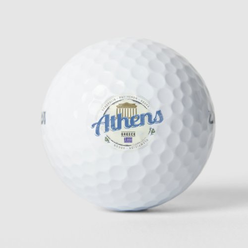 Athens Greece Retro Acropolis Vintage Souvenir Golf Balls
