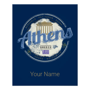 Athens Greece Retro Acropolis Vintage Souvenir Poster