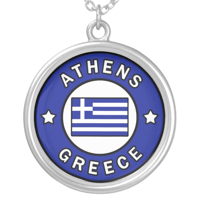 Athens Greece Silver Plated Necklace (Front)