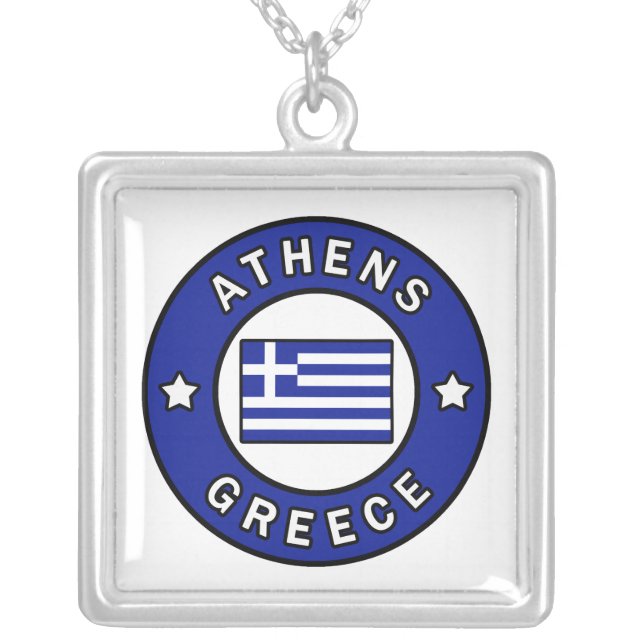 Athens Greece Silver Plated Necklace (Front)