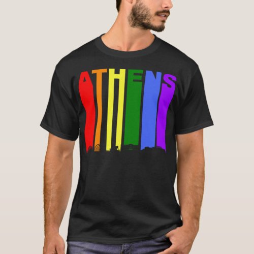 Athens Greece Skyline Rainbow LGBT Gay Pride  T_Shirt