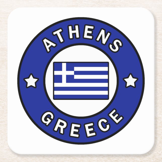 Athens Greece Square Paper Coaster (Front)
