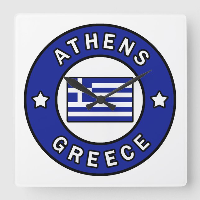 Athens Greece Square Wall Clock (Front)