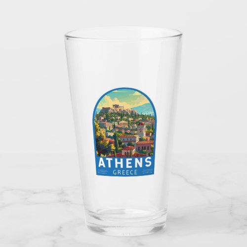 Athens Greece Travel Art Vintage Glass