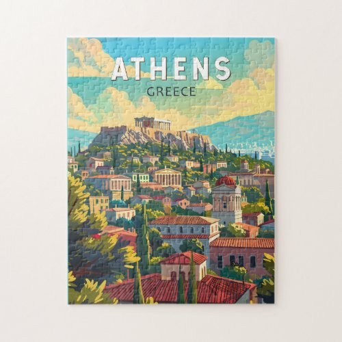 Athens Greece Travel Art Vintage Jigsaw Puzzle