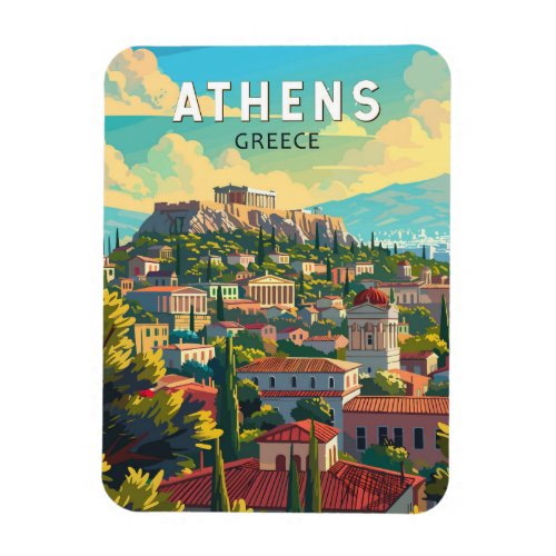 Athens Greece Travel Art Vintage Magnet