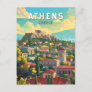 Athens Greece Travel Art Vintage Postcard