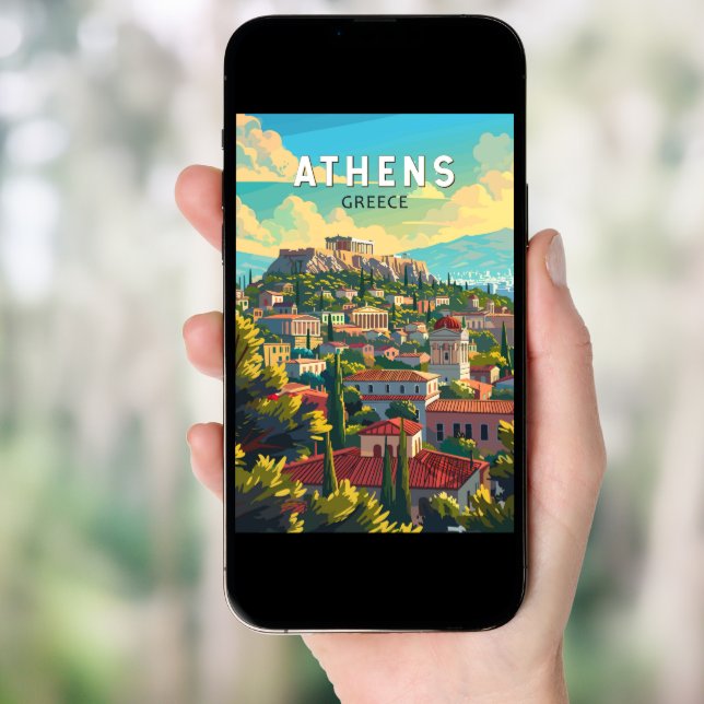 Athens Greece Travel Art Vintage Poster (Front Digital)