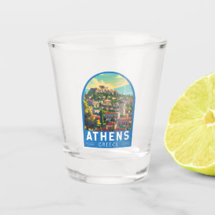 Athens Greece Travel Art Vintage Shot Glass