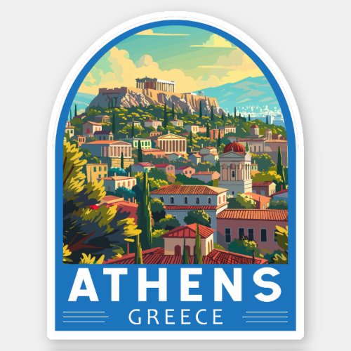 Athens Greece Travel Art Vintage Sticker