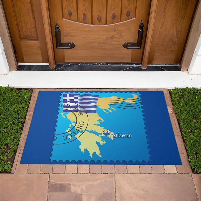 Athens Greece Travel Stamp Greek Flag and Map  Doormat (Creator Uploaded)