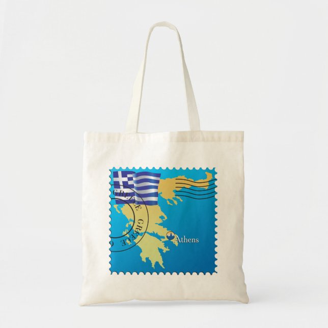 Athens Greece Travel Stamp Greek Flag and Map  Tote Bag (Front)