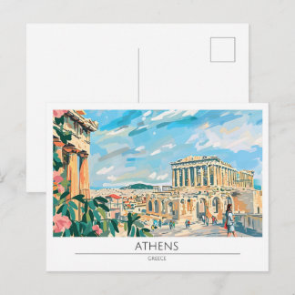 Athens Greece Vintage Art Travel Postcard