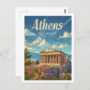 Athens Greece Vintage Famous Travel Place Postcard