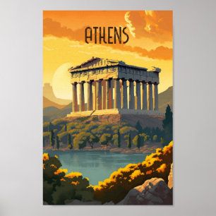 Athens Greece Vintage Famous Travel Place Poster