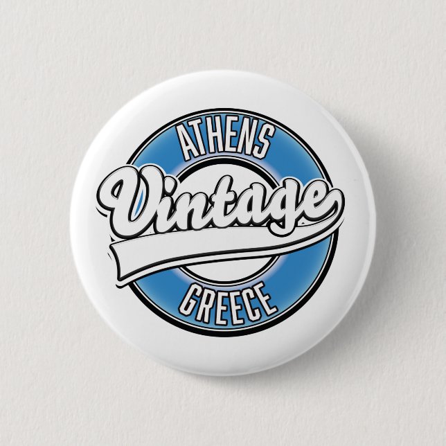 Athens Greece vintage logo Button (Front)