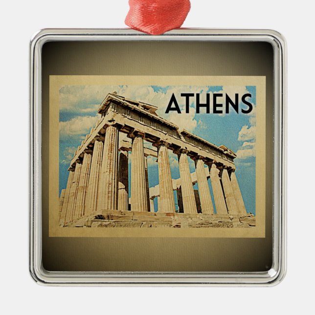 Athens Greece Vintage Travel Ornament (Front)