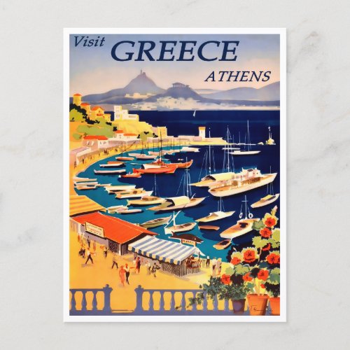 Athens Greece Vintage Travel Postcard