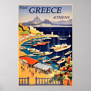 Athens, Greece Vintage Travel Poster