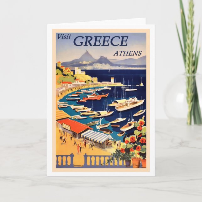 Athens, Greece Vintage Travel Poster Card (Front)