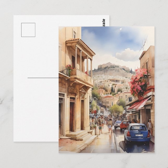 Athens Greece watercolor art Postcard (Front/Back)