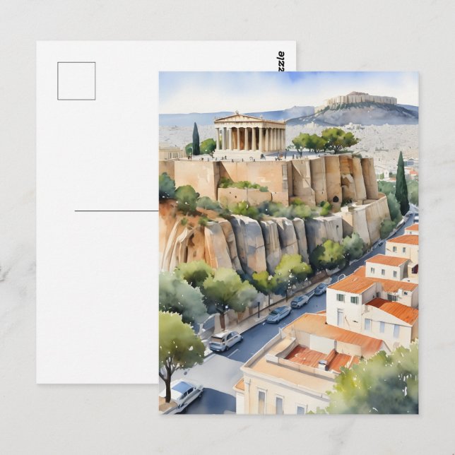 Athens Greece watercolor art Postcard (Front/Back)
