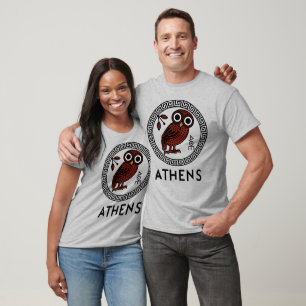 Athens, Greece with Athenian Owl & Meander Pattern T-Shirt