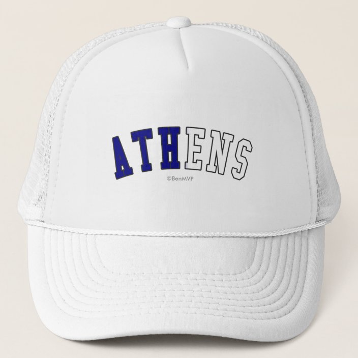 Athens in Greece National Flag Colors Mesh Hat