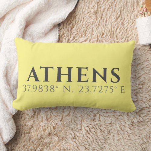 Athens Latitude Longitude  Lumbar Pillow