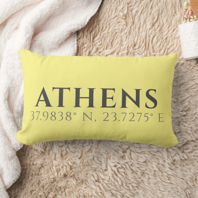 Athens Latitude Longitude  Lumbar Pillow (Blanket)