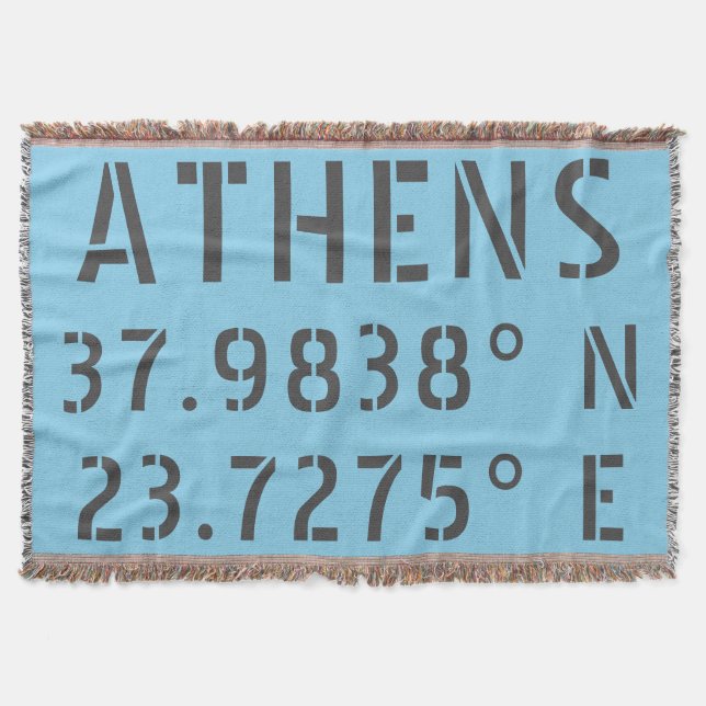 Athens Latitude Longitude Throw Blanket (Front)