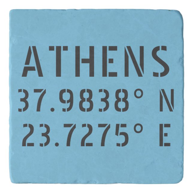 Athens Latitude Longitude Trivet (Front)