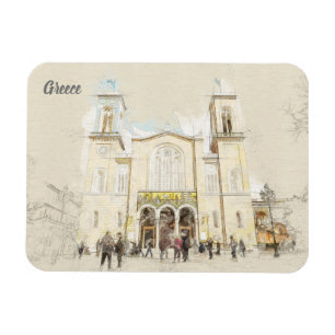 Athens Main Street Sketch – Greece Travel Souvenir Magnet