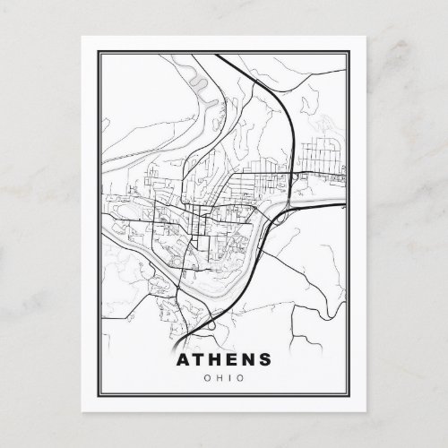 Athens Map Postcard