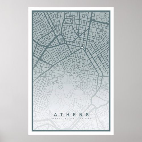Athens Map Print 8 COLOURS AVAILABLE Athens City
