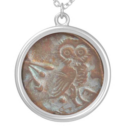 Athens Owl Silver Plated Necklace