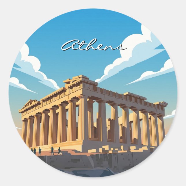 Athens Parthenon Classic Round Sticker (Front)
