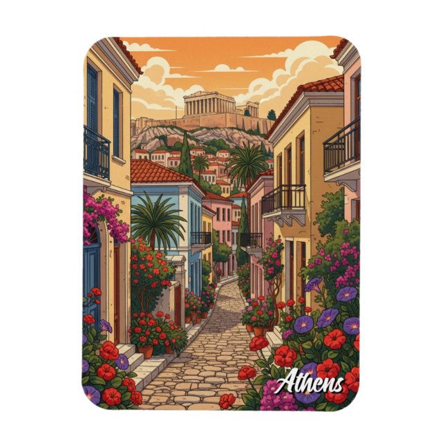Athens Plaka Greece Travel Magnet (Vertical)