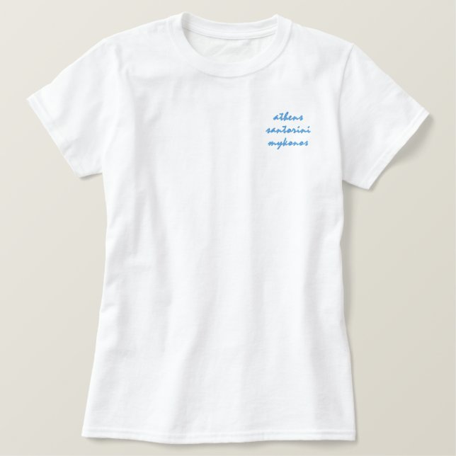 athens, santorini, mykonos embroidered shirt (Design Front)