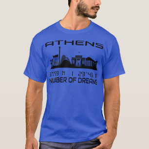 Athens Skyline GPS Coordinates Greece T-Shirt