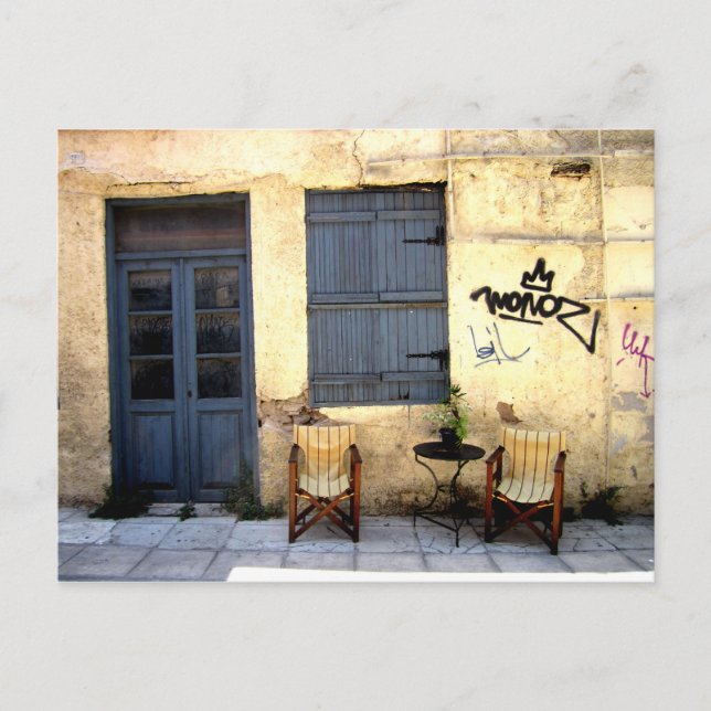 Athens street Patio Postcard (Front)