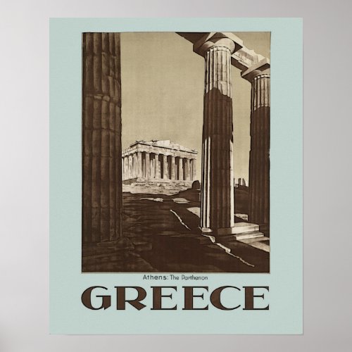 Athens The Parthenon GREECE Vintage Travel Poster